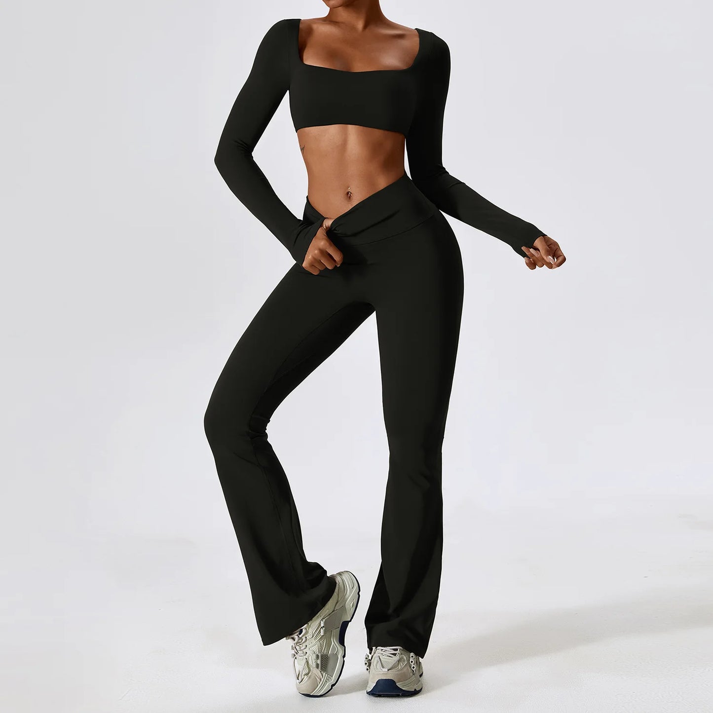 2-Piece Seamless Yoga Set – Move with Purpose, Stretch with Freedom (Sports Bra or Long Sleeve + High-Waist Leggings)