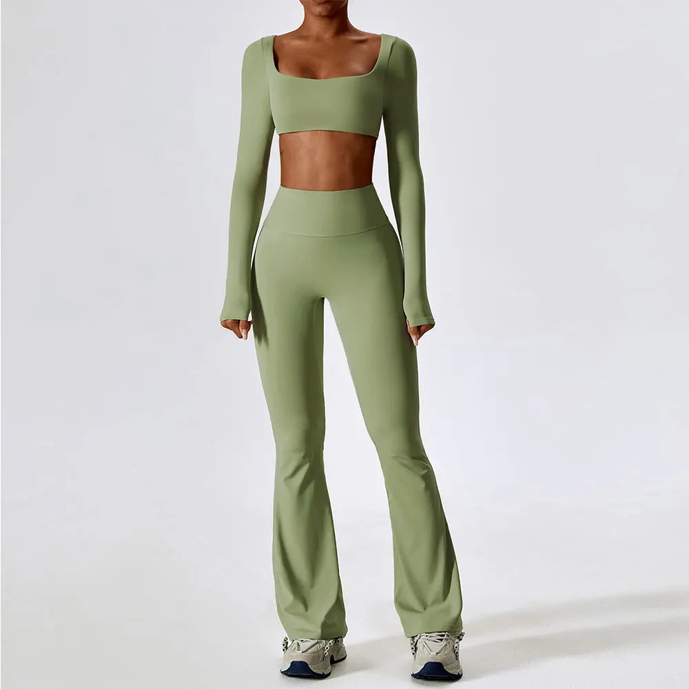2-Piece Seamless Yoga Set – Move with Purpose, Stretch with Freedom (Sports Bra or Long Sleeve + High-Waist Leggings)