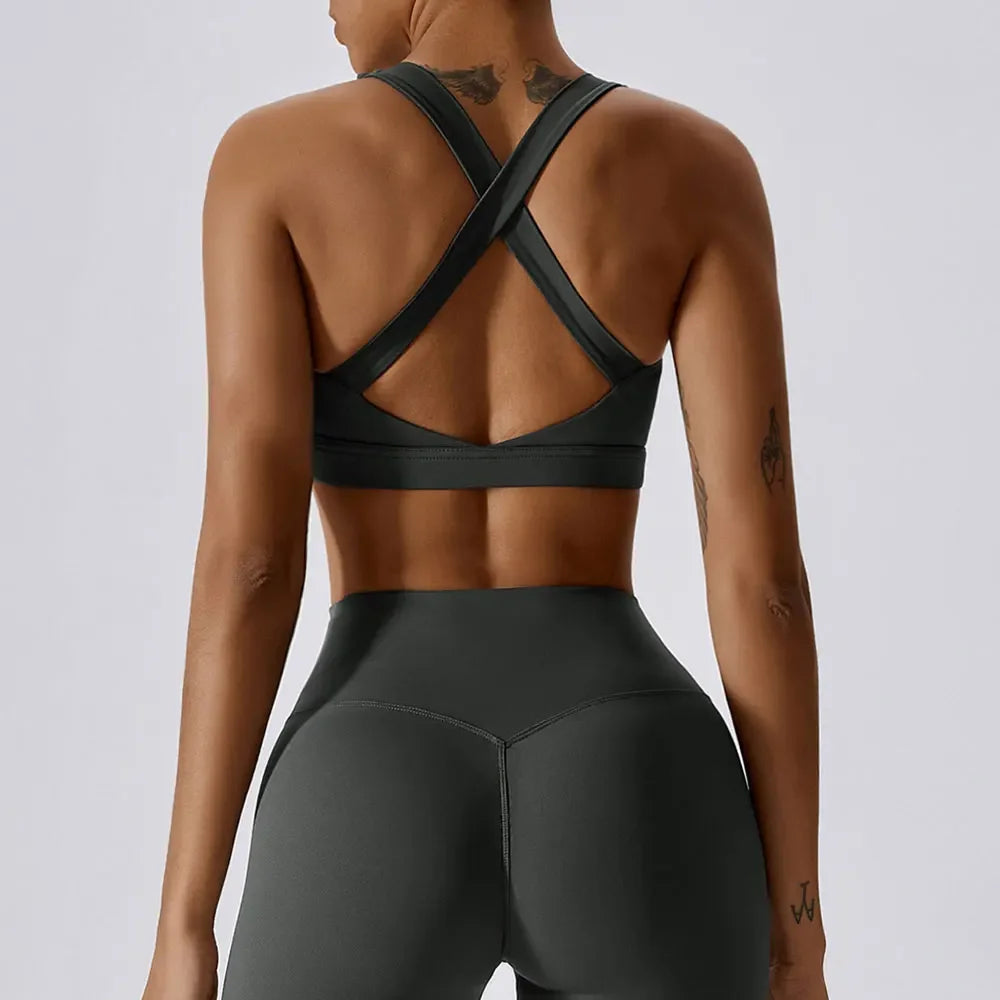 Women’s Crossed Shoulder Strap Sports Bra