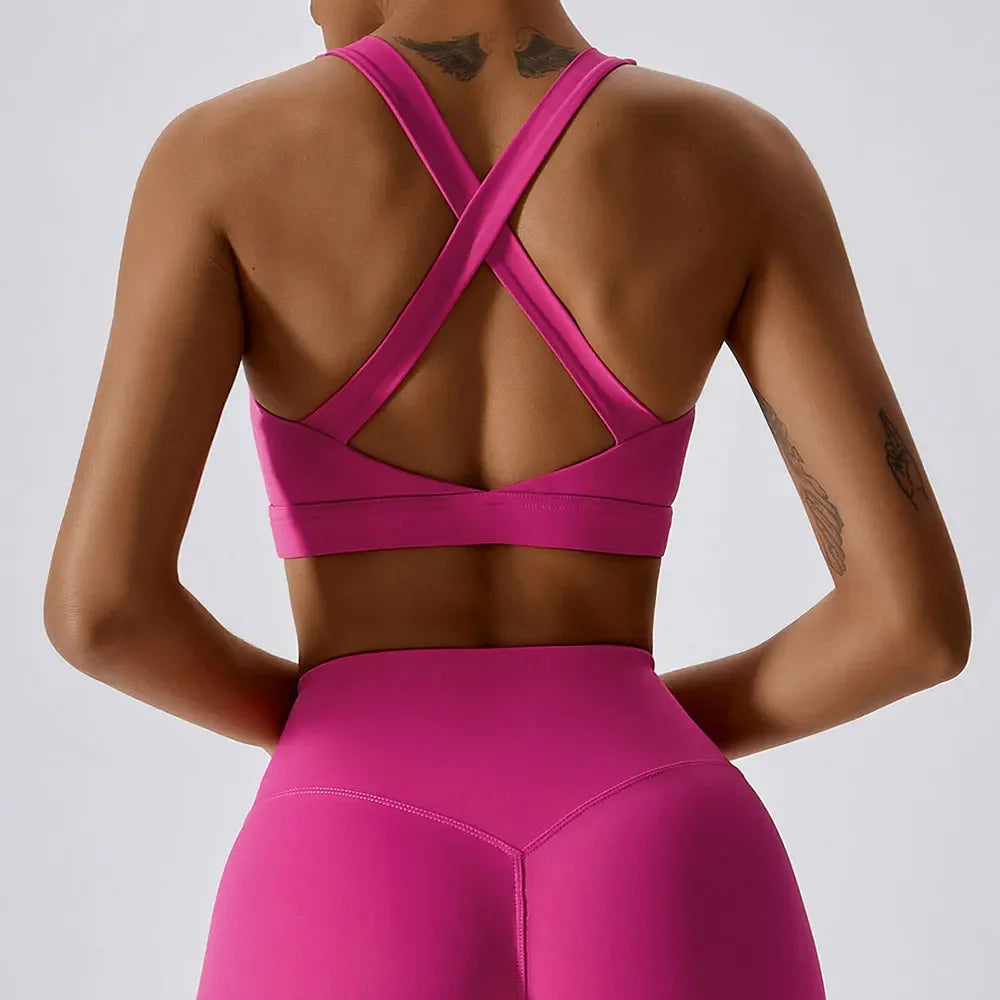 Women’s Crossed Shoulder Strap Sports Bra