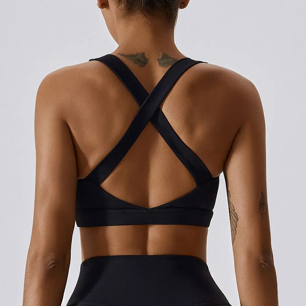 Women’s Crossed Shoulder Strap Sports Bra