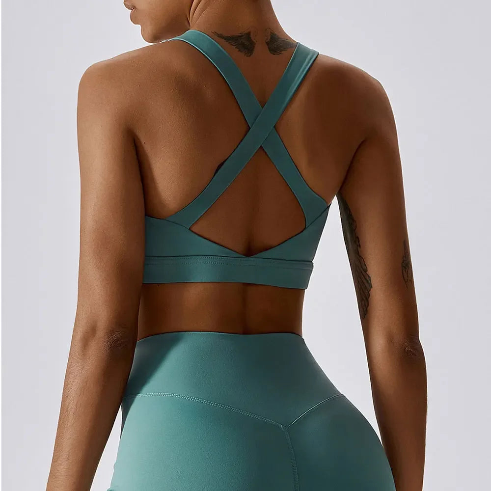 Women’s Crossed Shoulder Strap Sports Bra