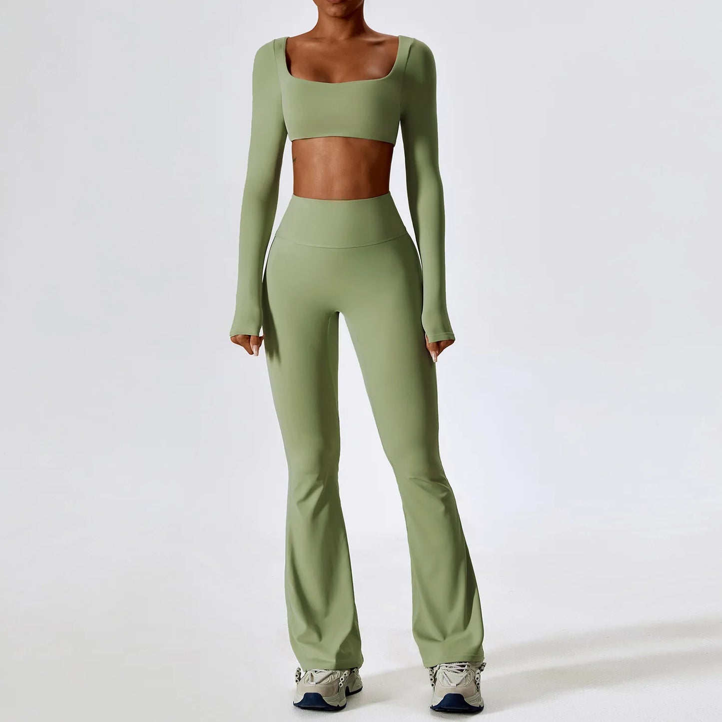 2-Piece Seamless Yoga Set – Move with Purpose, Stretch with Freedom (Sports Bra or Long Sleeve + High-Waist Leggings)