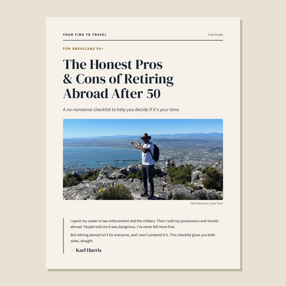 FREE Guide: The Honest Pros & Cons of Retiring Abroad After 50