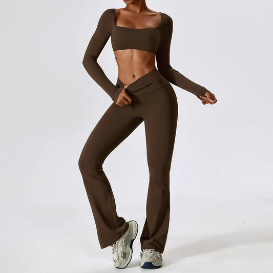 2-Piece Seamless Yoga Set – Move with Purpose, Stretch with Freedom (Sports Bra or Long Sleeve + High-Waist Leggings)